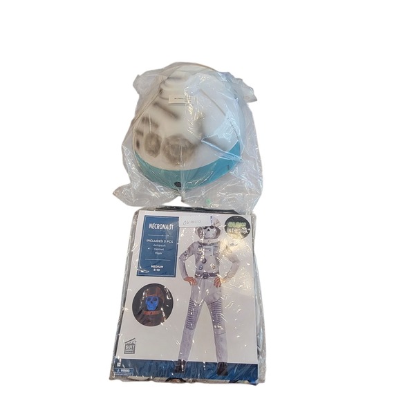 Zombie Skeleton Astronaut Costume Helmet Kids Space Suit Glow in dark 3 piece - Picture 8 of 11